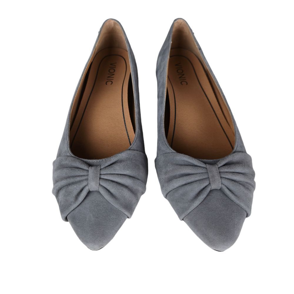 Vionic Gray Pointed Toe Bow Flats